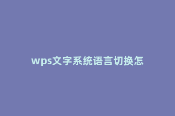 wps文字系统语言切换怎么打开 wps操作界面语言切换