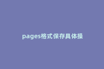 pages格式保存具体操作方法 pages怎么保存为docx