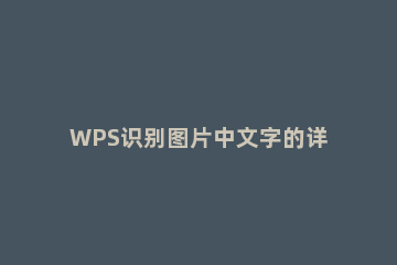 WPS识别图片中文字的详细操作过程 wps怎么识别图片里的文字