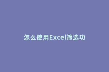 怎么使用Excel筛选功能 excel里的筛选功能怎么用