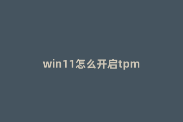 win11怎么开启tpm2.0 win11怎么开启任务管理器