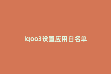 iqoo3设置应用白名单具体步骤 iqooneo5怎么设置白名单