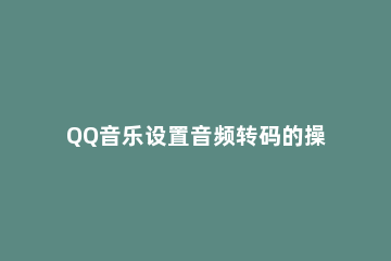 QQ音乐设置音频转码的操作流程 qq音乐音频转码在哪里
