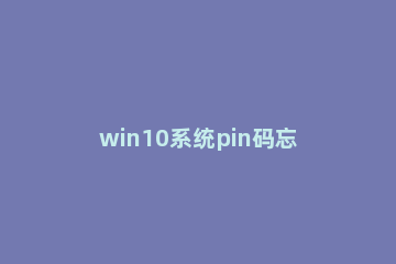 win10系统pin码忘记进行重置的操作教程 win10重置后pin码无法修改