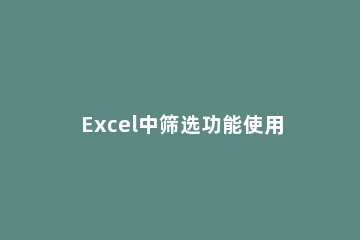 Excel中筛选功能使用教程 怎样使用excel筛选功能