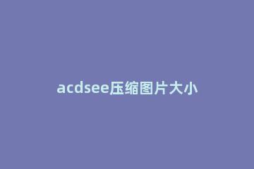 acdsee压缩图片大小的简单操作 如何用acdsee改变图片容量大小