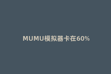 MUMU模拟器卡在60%怎么办MUMU模拟器卡在60%的解决方法 mumu模拟器加载到100不动了