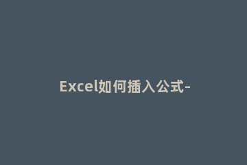 Excel如何插入公式-Excel插入公式或直接输入公式的方法