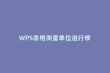WPS表格测量单位进行修改的详细操作 wps设置标尺单位