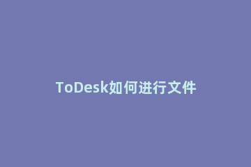 ToDesk如何进行文件传输ToDesk文件传输的方法 todesk远程传输文件