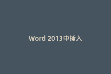Word 2013中插入窗口域的具体方法