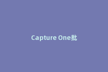 Capture One批量导出照片的操作方法