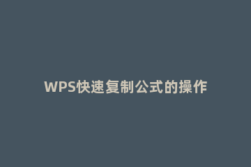 WPS快速复制公式的操作流程 wps表格复制公式快捷键
