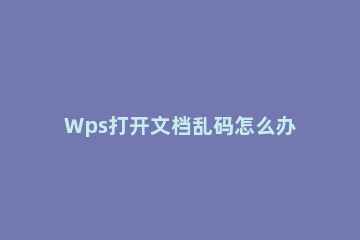 Wps打开文档乱码怎么办Wps打开文档乱码的解决方法 为什么wps打开文档是乱码