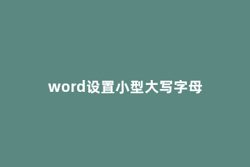 word设置小型大写字母small word怎么设置英文字母大写
