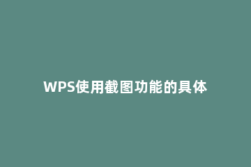 WPS使用截图功能的具体操作 wps截图怎么操作方法