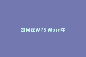 如何在WPS Word中设置脚注