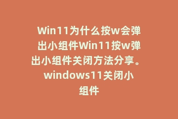 Win11为什么按w会弹出小组件Win11按w弹出小组件关闭方法分享。 windows11关闭小组件