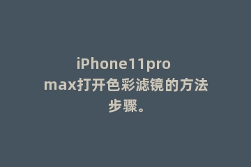 iPhone11pro max打开色彩滤镜的方法步骤。