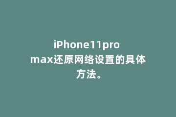 iPhone11pro max还原网络设置的具体方法。