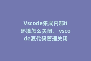 Vscode集成内部it环境怎么关闭。 vscode源代码管理关闭