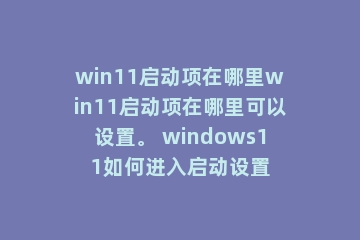 win11启动项在哪里win11启动项在哪里可以设置。 windows11如何进入启动设置