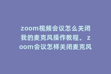zoom视频会议怎么关闭我的麦克风操作教程。 zoom会议怎样关闭麦克风