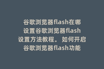 谷歌浏览器flash在哪设置谷歌浏览器flash设置方法教程。 如何开启谷歌浏览器flash功能