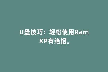 U盘技巧：轻松使用RamXP有绝招。