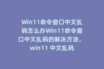 Win11命令窗口中文乱码怎么办Win11命令窗口中文乱码的解决方法。 win11 中文乱码