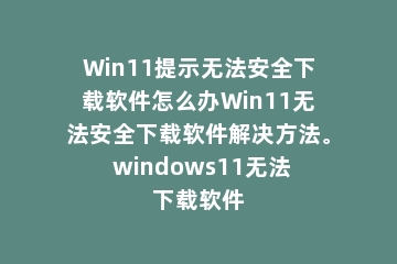 Win11提示无法安全下载软件怎么办Win11无法安全下载软件解决方法。 windows11无法下载软件