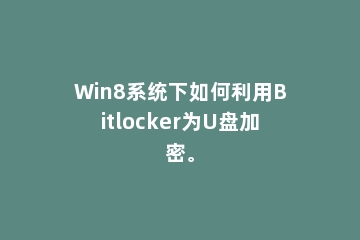 Win8系统下如何利用Bitlocker为U盘加密。