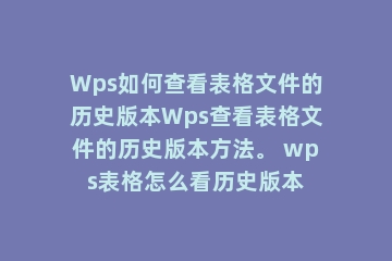 Wps如何查看表格文件的历史版本Wps查看表格文件的历史版本方法。 wps表格怎么看历史版本