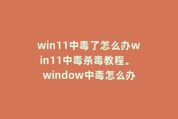 win11中毒了怎么办win11中毒杀毒教程。 window中毒怎么办