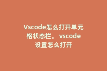 Vscode怎么打开单元格状态栏。 vscode设置怎么打开