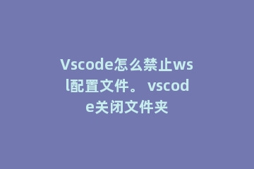 Vscode怎么禁止wsl配置文件。 vscode关闭文件夹