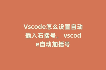 Vscode怎么设置自动插入右括号。 vscode自动加括号