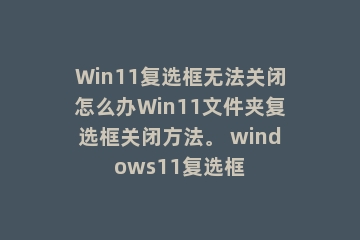 Win11复选框无法关闭怎么办Win11文件夹复选框关闭方法。 windows11复选框