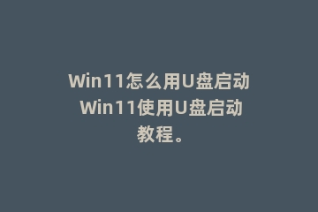 Win11怎么用U盘启动 Win11使用U盘启动教程。
