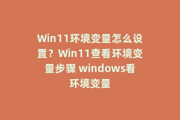 Win11环境变量怎么设置？Win11查看环境变量步骤 windows看环境变量
