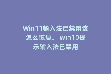 Win11输入法已禁用该怎么恢复。 win10提示输入法已禁用