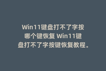Win11键盘打不了字按哪个键恢复 Win11键盘打不了字按键恢复教程。