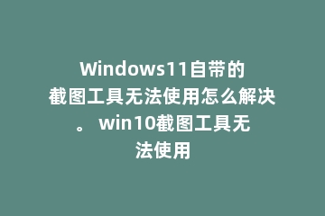 Windows11自带的截图工具无法使用怎么解决。 win10截图工具无法使用