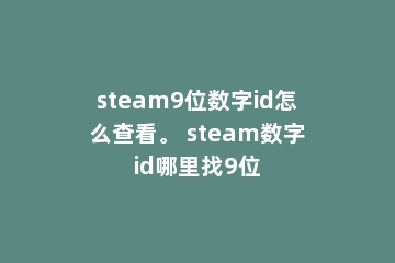steam9位数字id怎么查看。 steam数字id哪里找9位