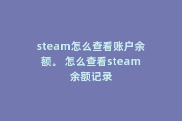 steam怎么查看账户余额。 怎么查看steam余额记录