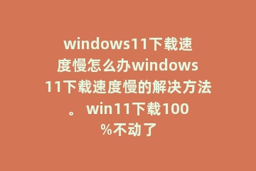 windows11下载速度慢怎么办windows11下载速度慢的解决方法。 win11下载100%不动了