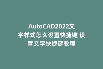 AutoCAD2022文字样式怎么设置快捷键 设置文字快捷键教程