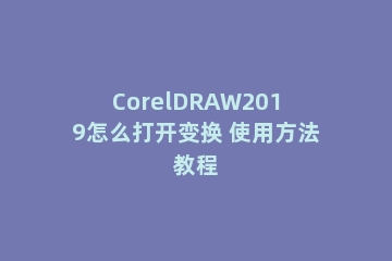CorelDRAW2019怎么打开变换 使用方法教程