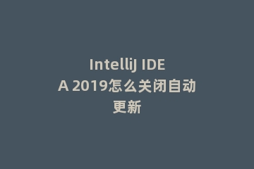 IntelliJ IDEA 2019怎么关闭自动更新