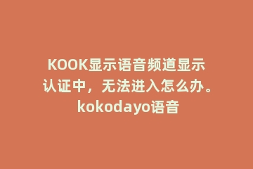 KOOK显示语音频道显示认证中，无法进入怎么办。 kokodayo语音